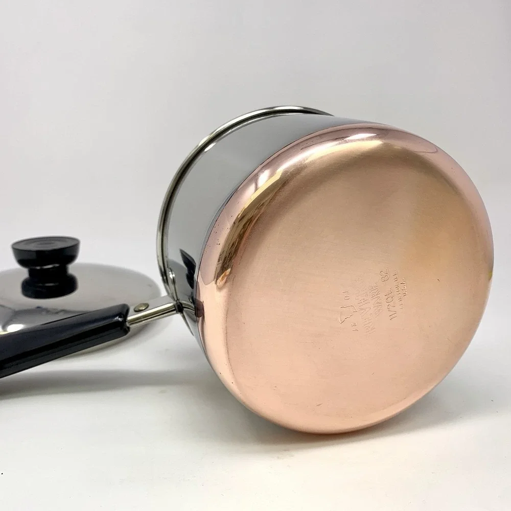 Revere Ware 1.5 Quart Sauce Pan Pot Copper Bottom w Lid '82 Clinton Ill